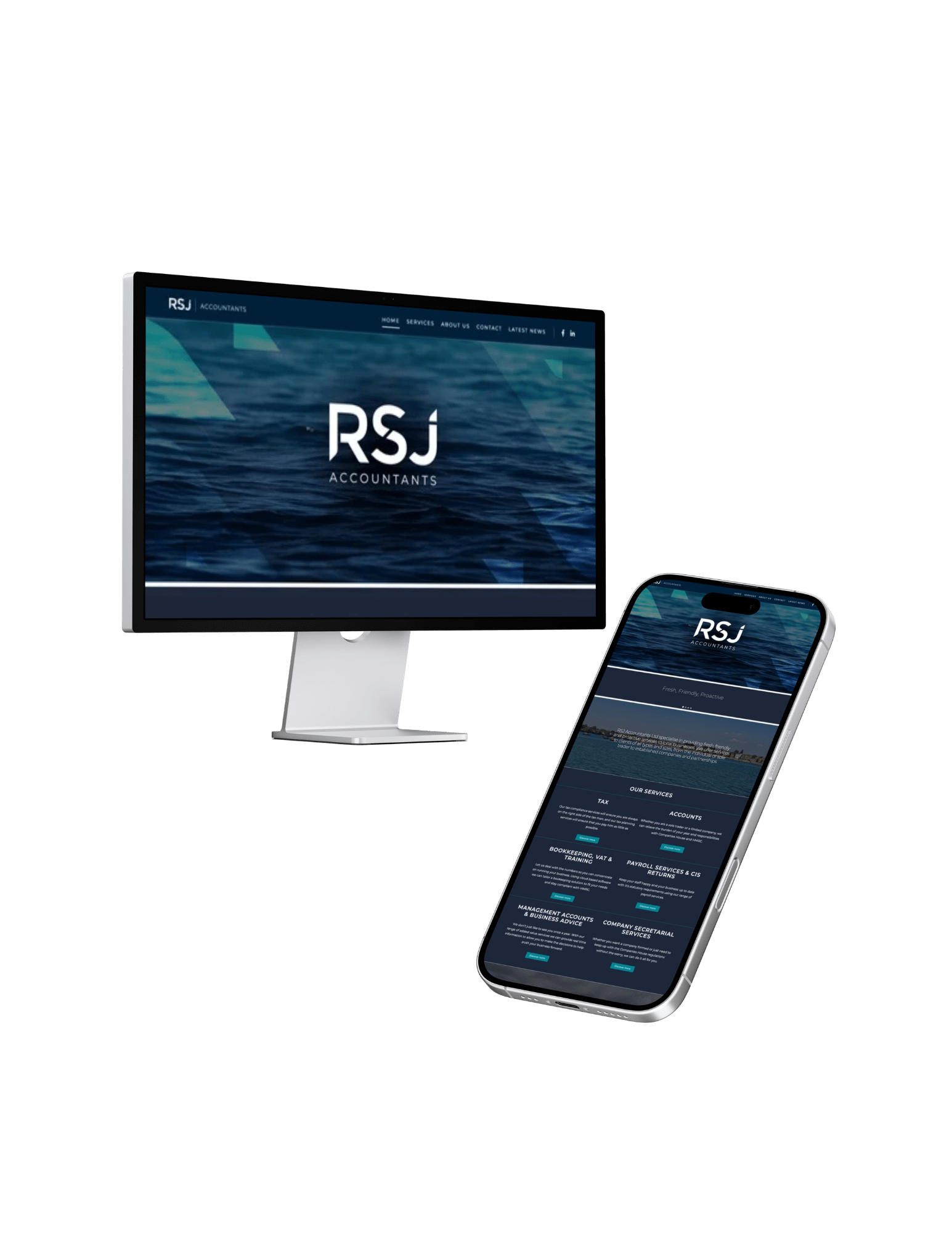 Website shown on desktop and mobile screens