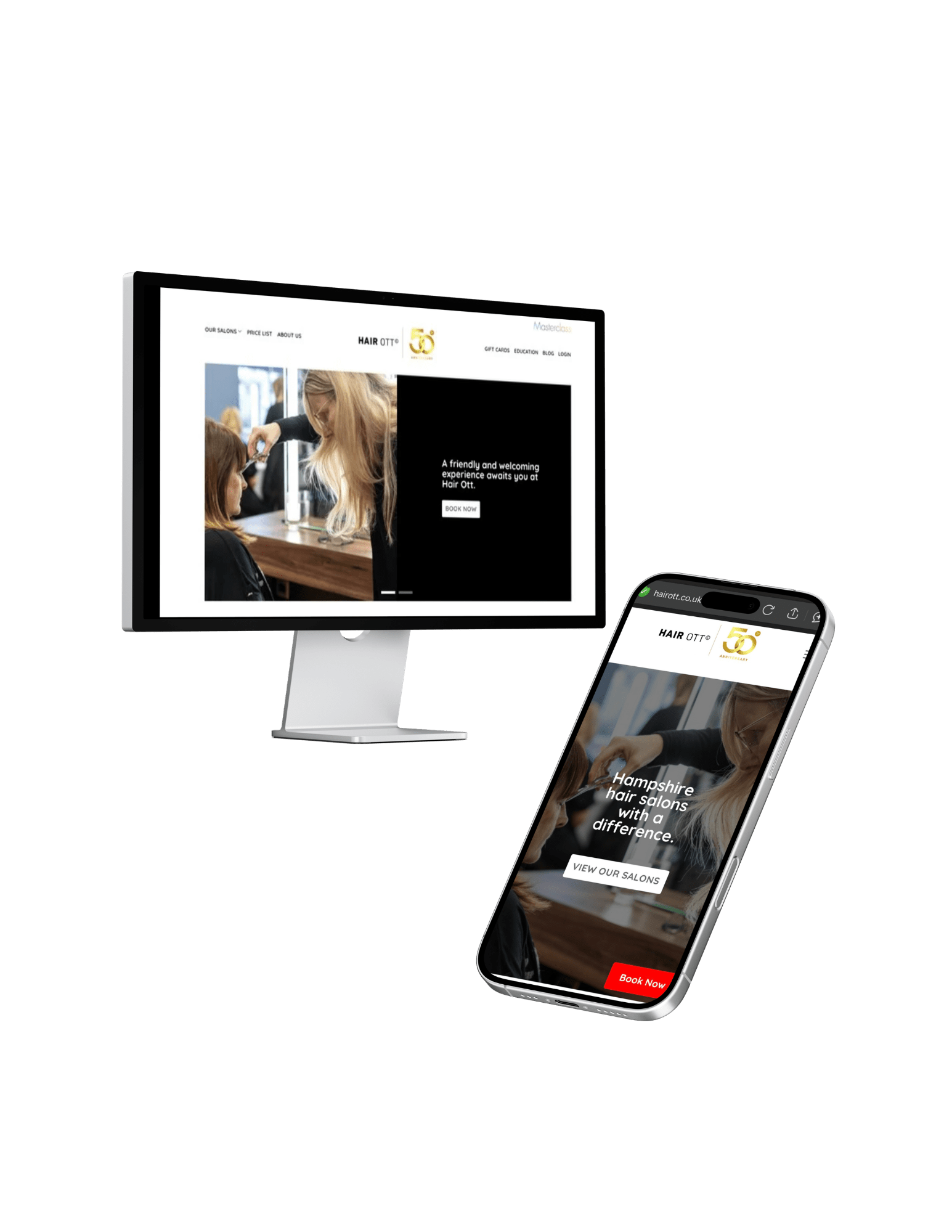 Website shown on desktop and mobile screens